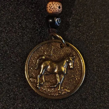 brass horse charm keychain oriental style bag accessory