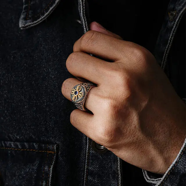 Minimalist copper Vajra ring for men, handcrafted as a zen-inspired jewelry piece and unique daily wear accessory.