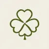 A clean line art illustration of a green four-leaf clover centered on a soft beige background