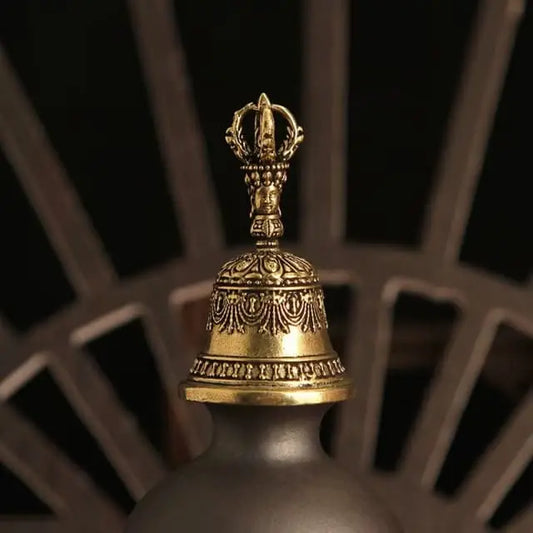 Handcrafted brass bell pendant Tibetan style vintage decorative charm small brass desk ornament