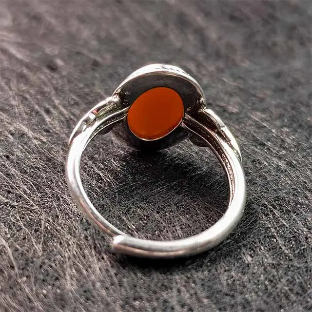 Detailed shot of the smoothly finished, open ends of the handmade ring, highlighting the quality craftsmanship that allows for size adjustment.