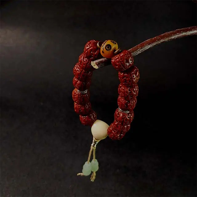 Handmade Bodhi bracelet for positive energy, a spiritual gift for men or women. Features rustic wood beads and a minimalist style.