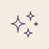 Dark purple four-pointed stars icon on a soft beige background.