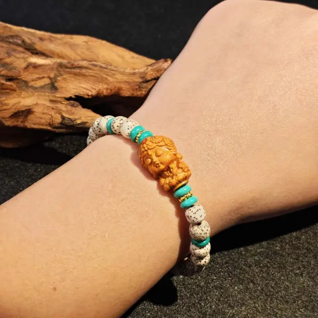 moonseed bead bracelet worn on wrist minimalist handmade bracelet style