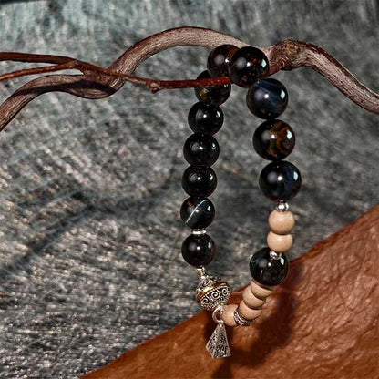 Natural Blue Tiger Eye stone bracelet, unisex healing crystal jewelry for confidence and calm.