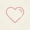 Simple pink line art heart icon on a soft beige background.