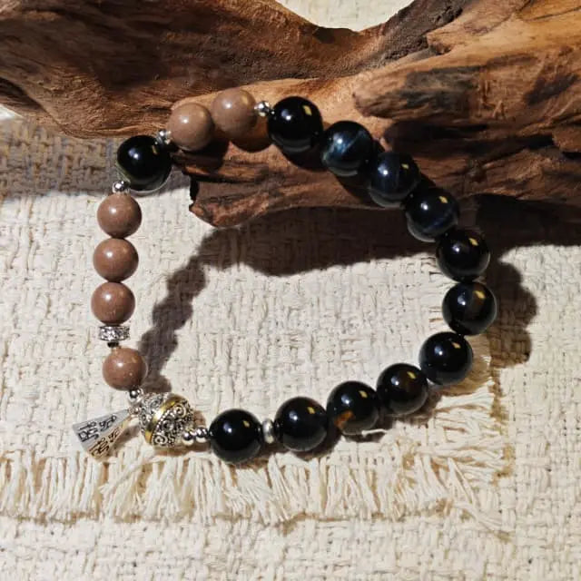 Single strand Blue Tiger Eye gemstone bracelet, a natural stone bracelet for balance and positive energy.
