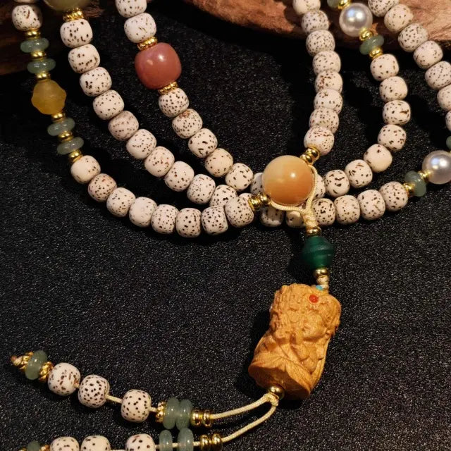 Tibetan style inspired bodhi seed handmade bead jewelry with natural textures